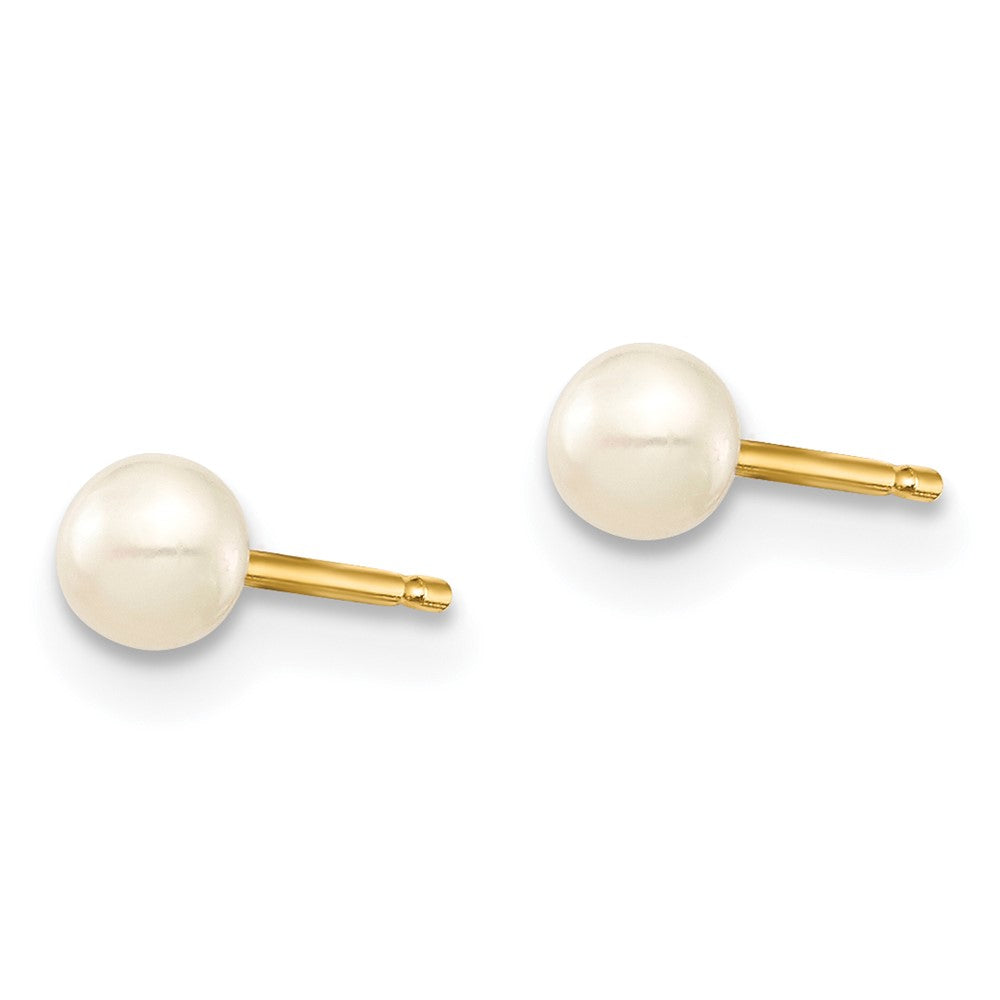 14K Yellow Gold Madi K 3-4mm White Button Freshwater Cultured Pearl Stud Post Earrings