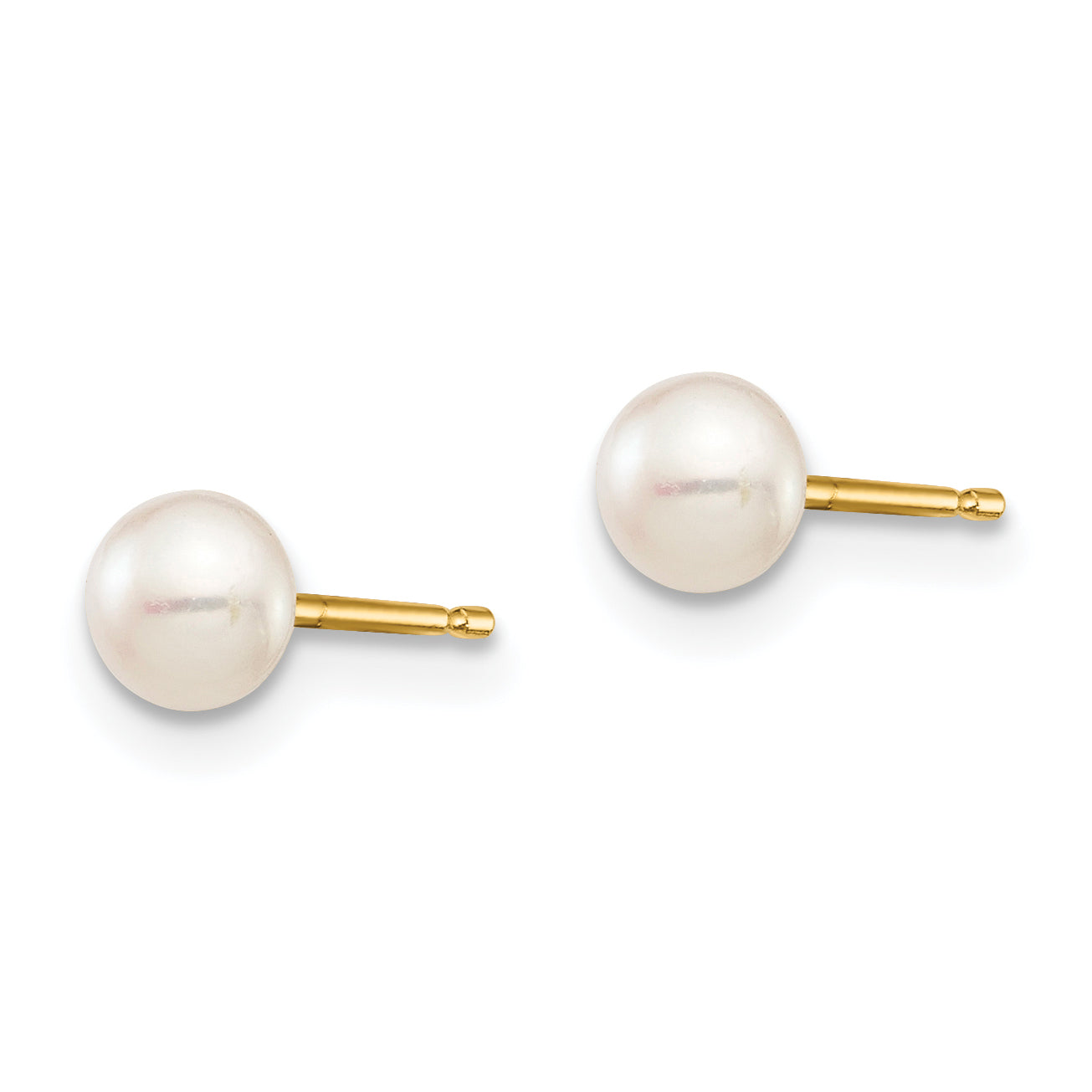 14K Yellow Gold Madi K 4-5mm White Button Freshwater Cultured Pearl Stud Post Earrings