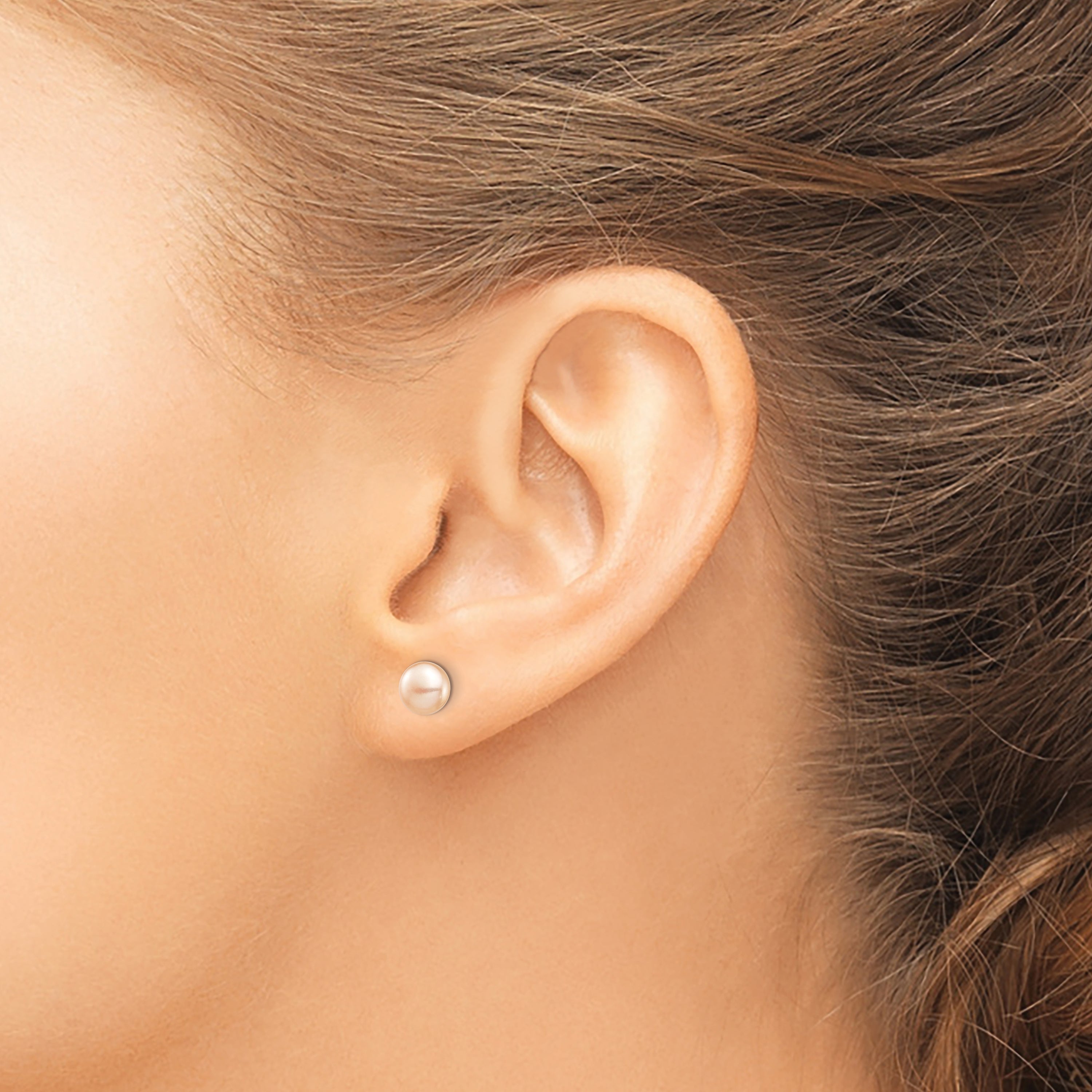 14K Yellow Gold Madi K 6-7mm Pink Button Freshwater Cultured Pearl Stud Post Earrings