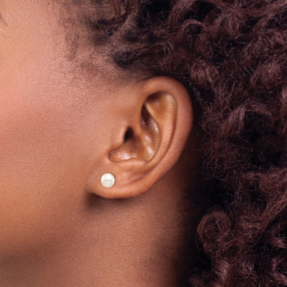 14K Yellow Gold Madi K 6-7mm White Button Freshwater Cultured Pearl Stud Post Earrings