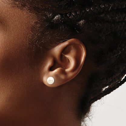 14K Yellow Gold Madi K 7-8mm White Button Freshwater Cultured Pearl Stud Post Earrings