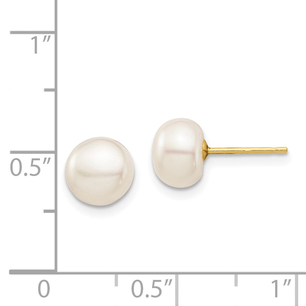 14K Yellow Gold Madi K 7-8mm White Button Freshwater Cultured Pearl Stud Post Earrings