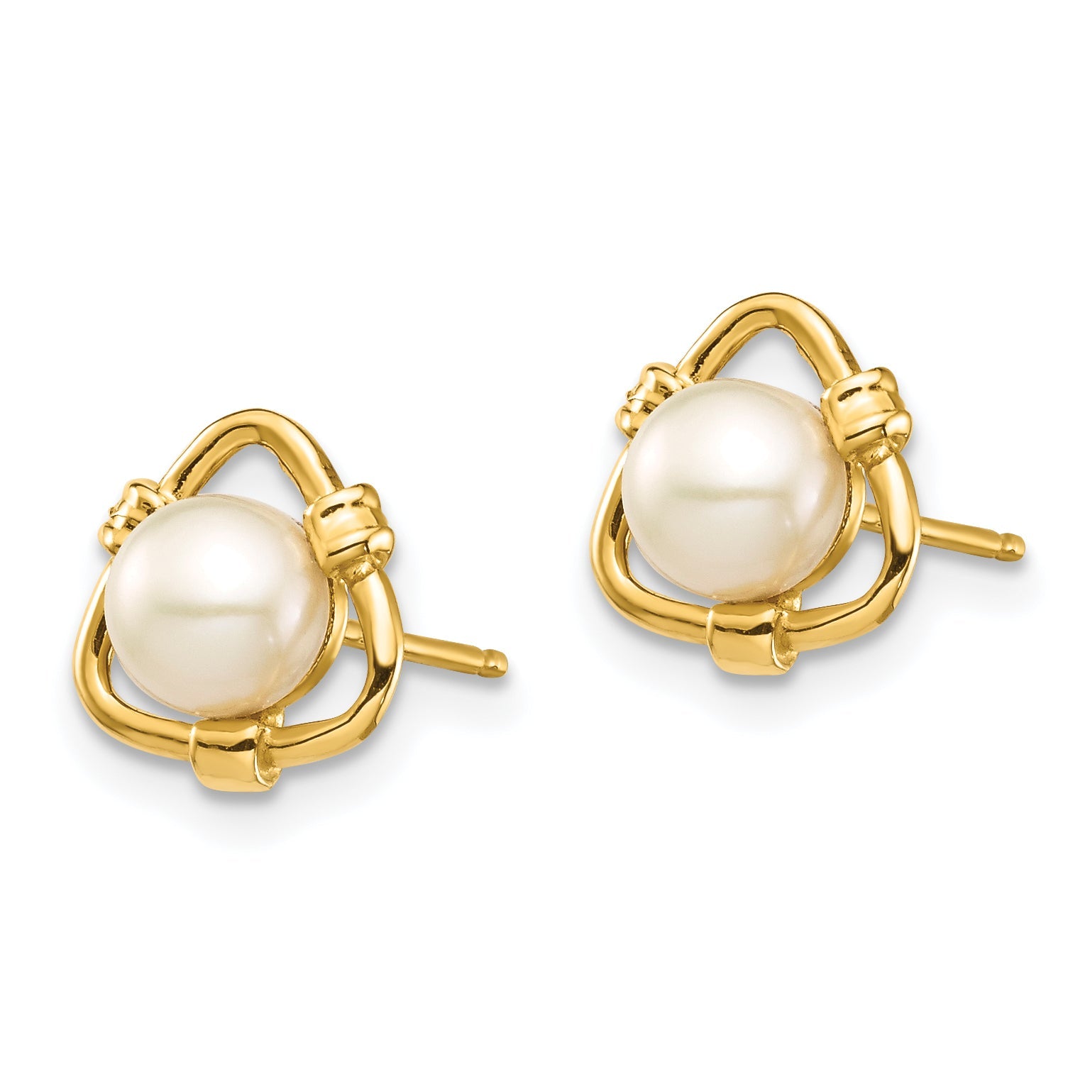 14K Yellow Gold Madi K 4-5mm White Button Freshwater Cultured Pearl Stud Earrings