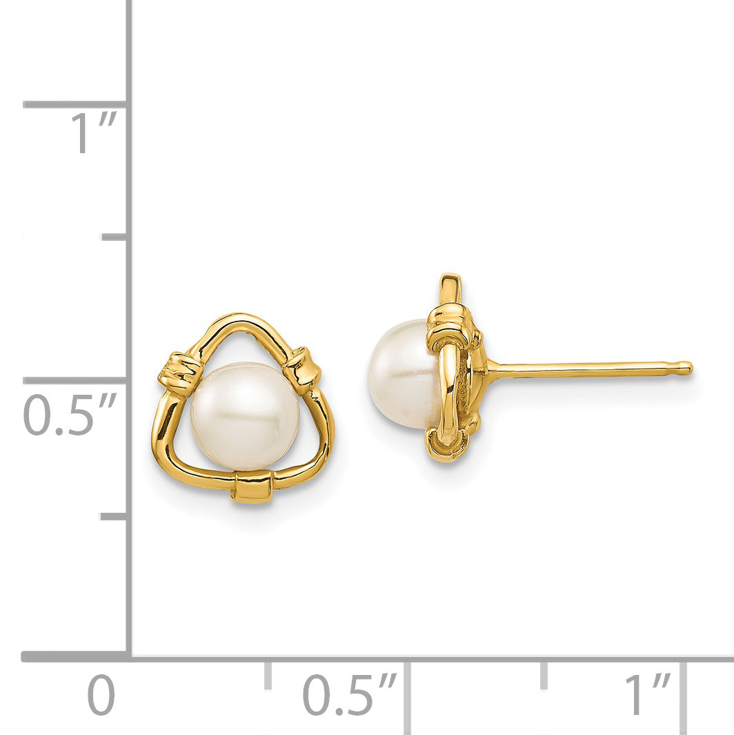 14K Yellow Gold Madi K 4-5mm White Button Freshwater Cultured Pearl Stud Earrings