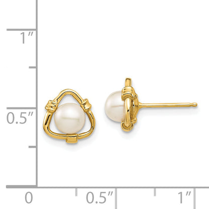 14K Yellow Gold Madi K 4-5mm White Button Freshwater Cultured Pearl Stud Earrings