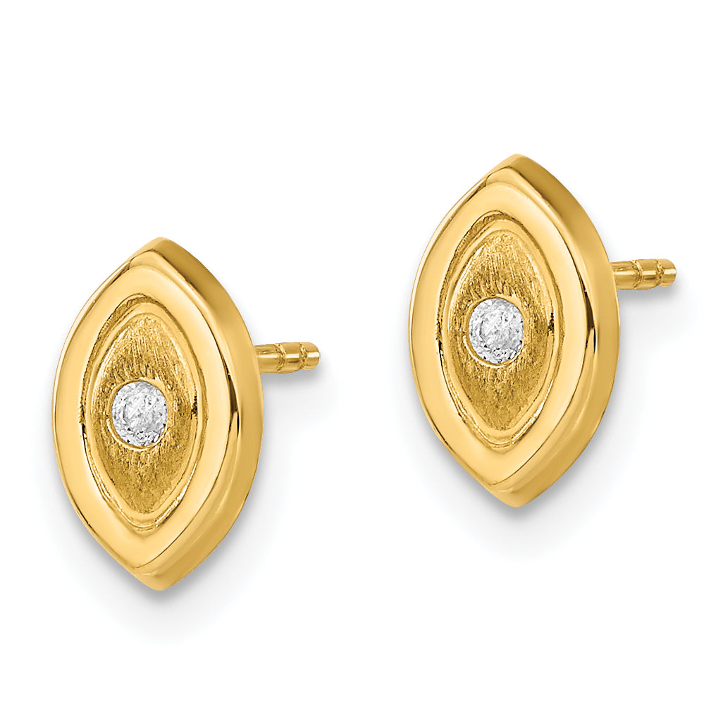 14K Yellow Gold Madi K Cz Oval Post Earrings
