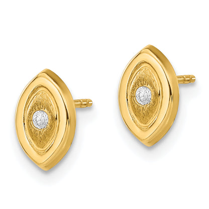 14K Yellow Gold Madi K Cz Oval Post Earrings