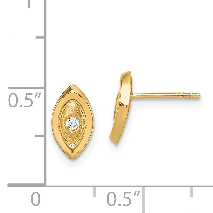 14K Yellow Gold Madi K Cz Oval Post Earrings