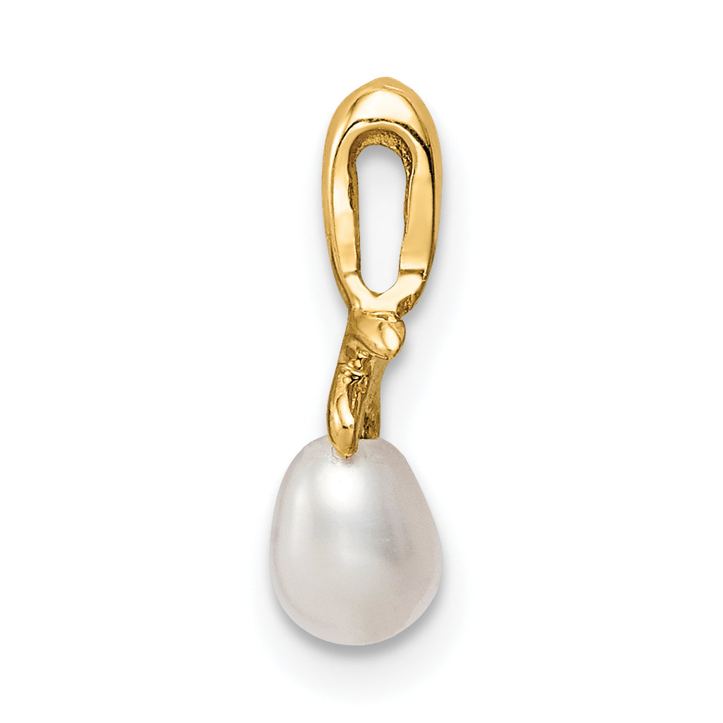 14K Yellow Gold Madi K 4-5mm White Rice Freshwater Cultured Pearl Pendant