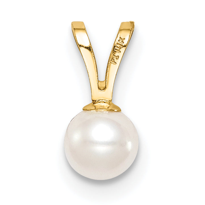 14K Yellow Gold Madi K 4-5mm White Near Round Freshwater Cultured Pearl Pendant
