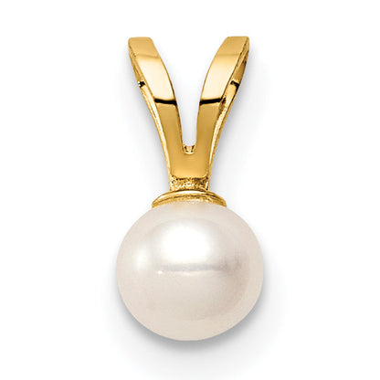 14K Yellow Gold Madi K 4-5mm White Near Round Freshwater Cultured Pearl Pendant