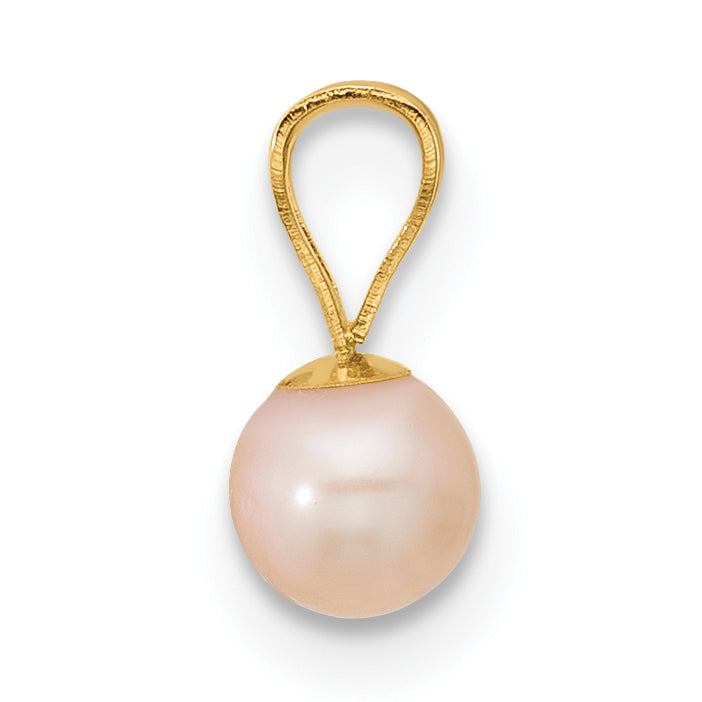 14K Yellow Gold Madi K 4-5mm Pink Near Round Freshwater Cultured Pearl Pendant
