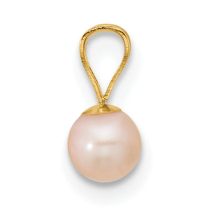 14K Yellow Gold Madi K 4-5mm Pink Near Round Freshwater Cultured Pearl Pendant