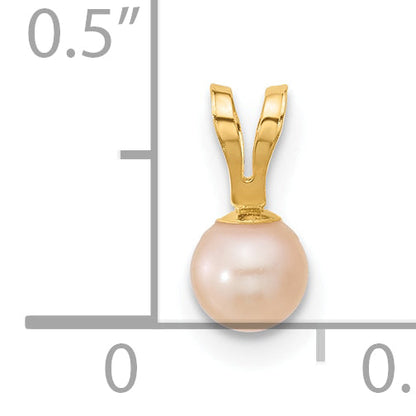 14K Yellow Gold Madi K 4-5mm Pink Near Round Freshwater Cultured Pearl Pendant