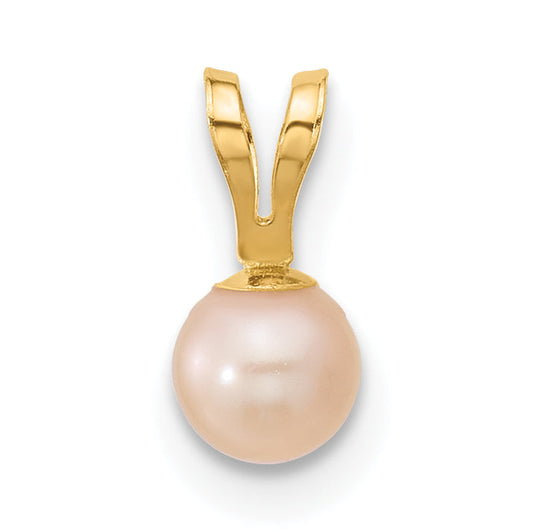 14K Yellow Gold Madi K 4-5mm Pink Near Round Freshwater Cultured Pearl Pendant