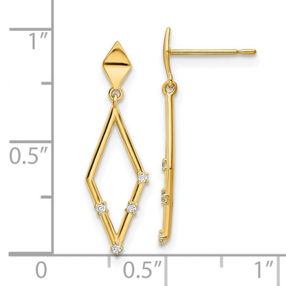 14K Yellow Gold Madi K Cz Dangle Post Earrings