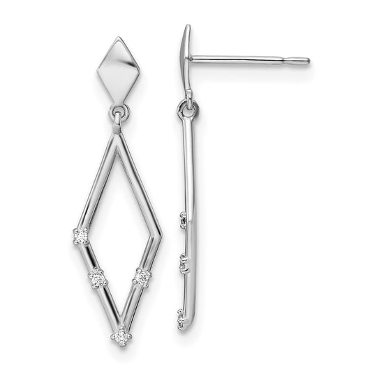 14K White Gold Madi K Cz Dangle Post Earrings