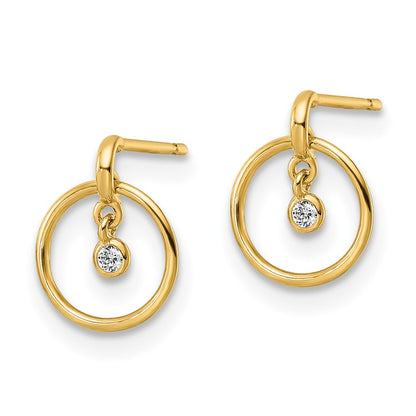 14K Yellow Gold Madi K Cz Dangle Post Earrings
