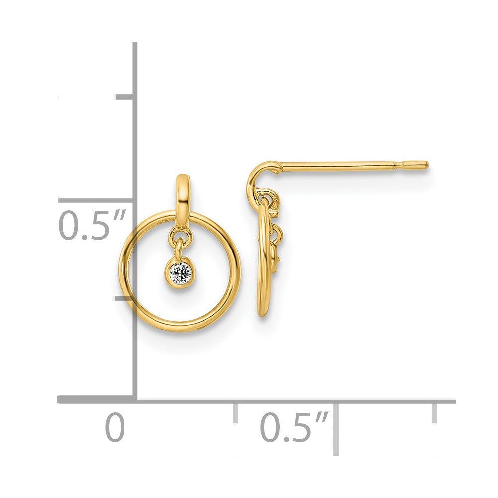 14K Yellow Gold Madi K Cz Dangle Post Earrings