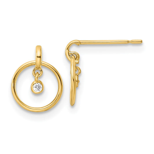 14K Yellow Gold Madi K Cz Dangle Post Earrings