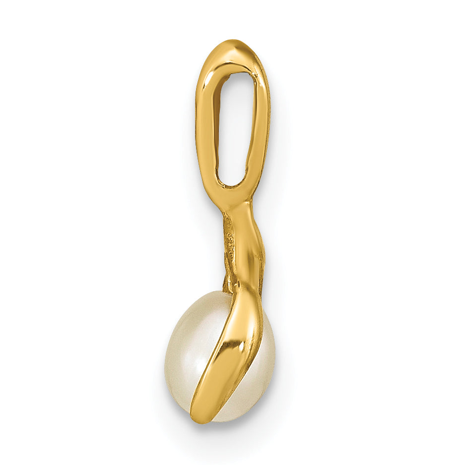 14K Yellow Gold Madi K 4-5mm Rice White Fwc Pearl Pendant