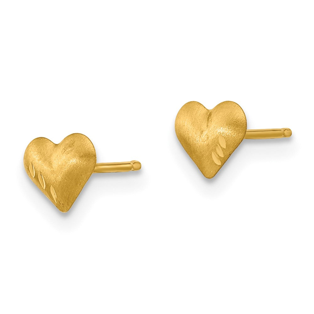 14K Yellow Gold Madi K Diamond-Cut & Satin Puffed Heart Earrings