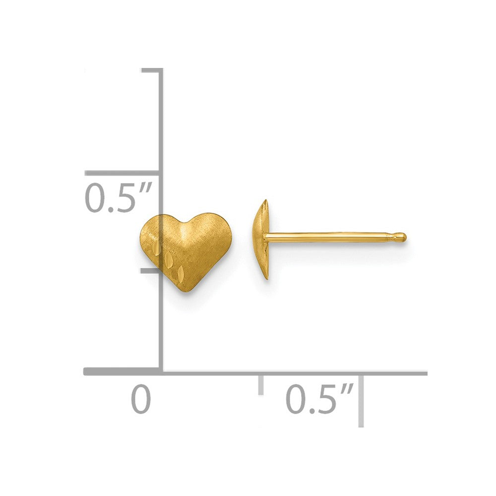 14K Yellow Gold Madi K Diamond-Cut & Satin Puffed Heart Earrings
