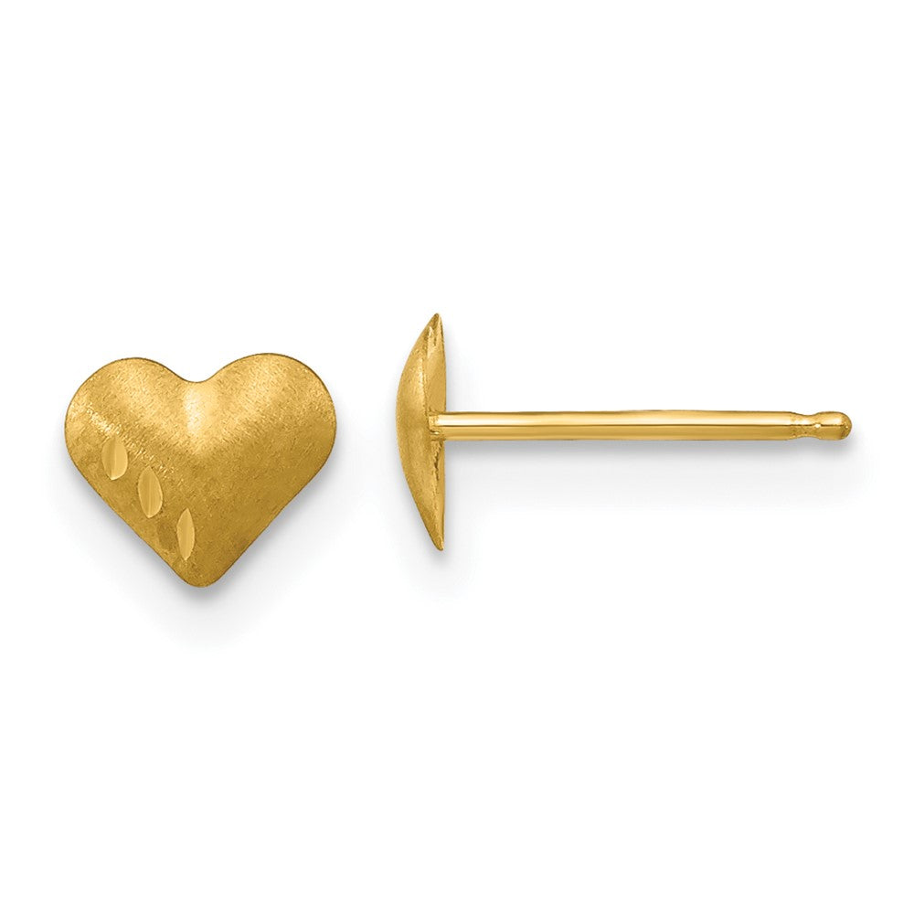 14K Yellow Gold Madi K Diamond-Cut & Satin Puffed Heart Earrings