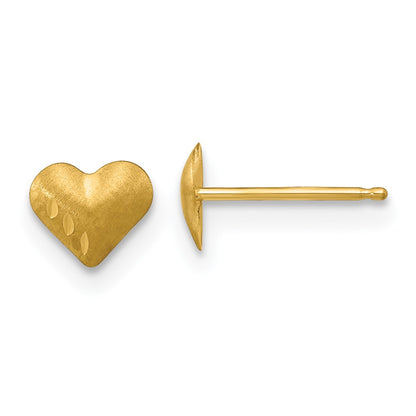 14K Yellow Gold Madi K Diamond-Cut & Satin Puffed Heart Earrings
