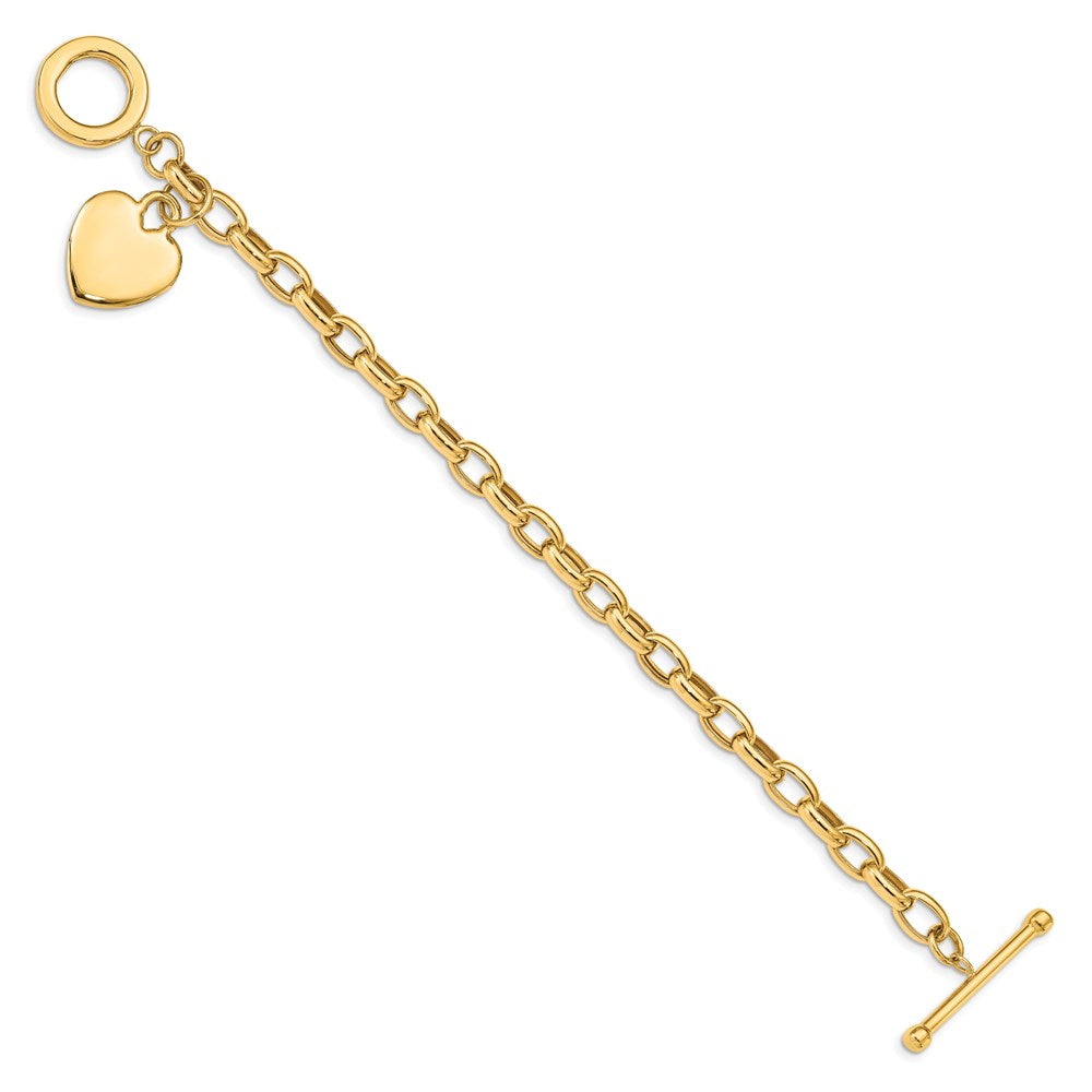 7.5 Inch 14K Heart Charm Bracelet