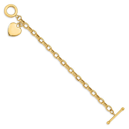 7.5 Inch 14K Heart Charm Bracelet
