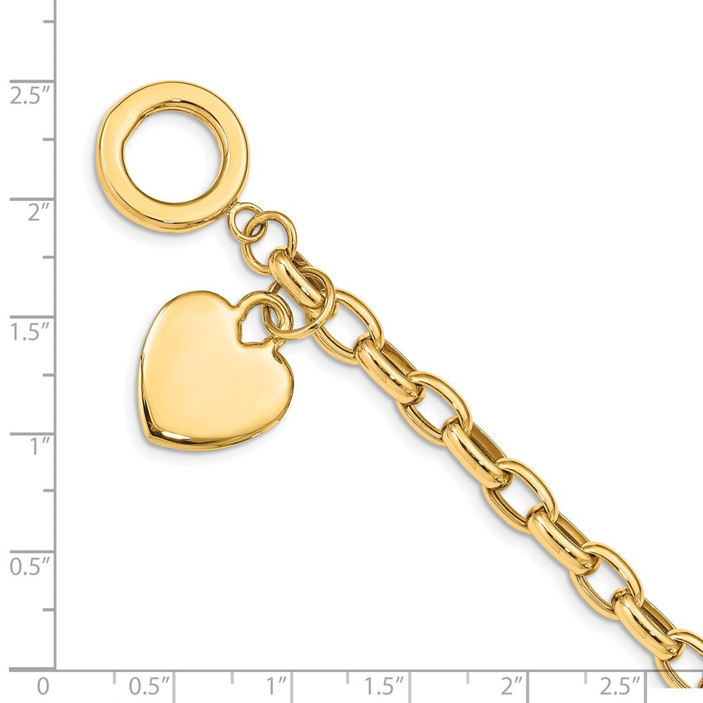 7.5 Inch 14K Heart Charm Bracelet