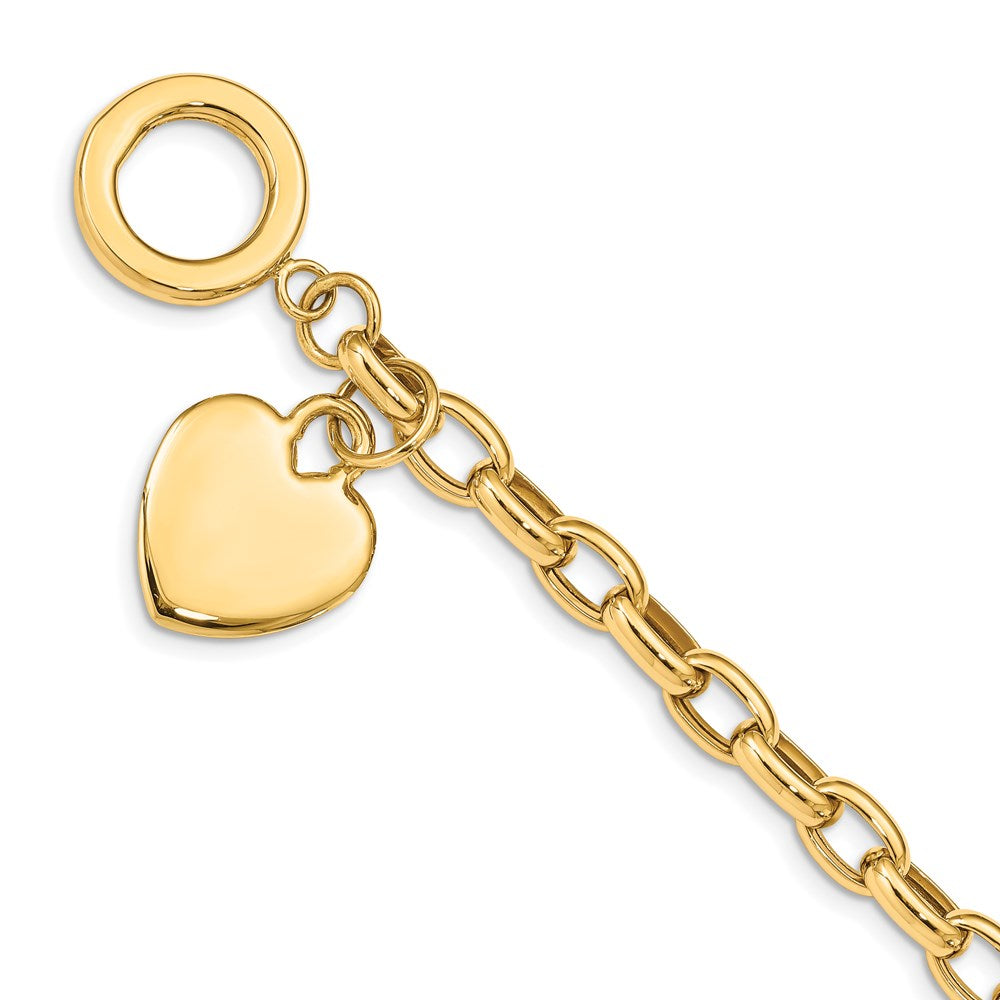 7.5 Inch 14K Heart Charm Bracelet