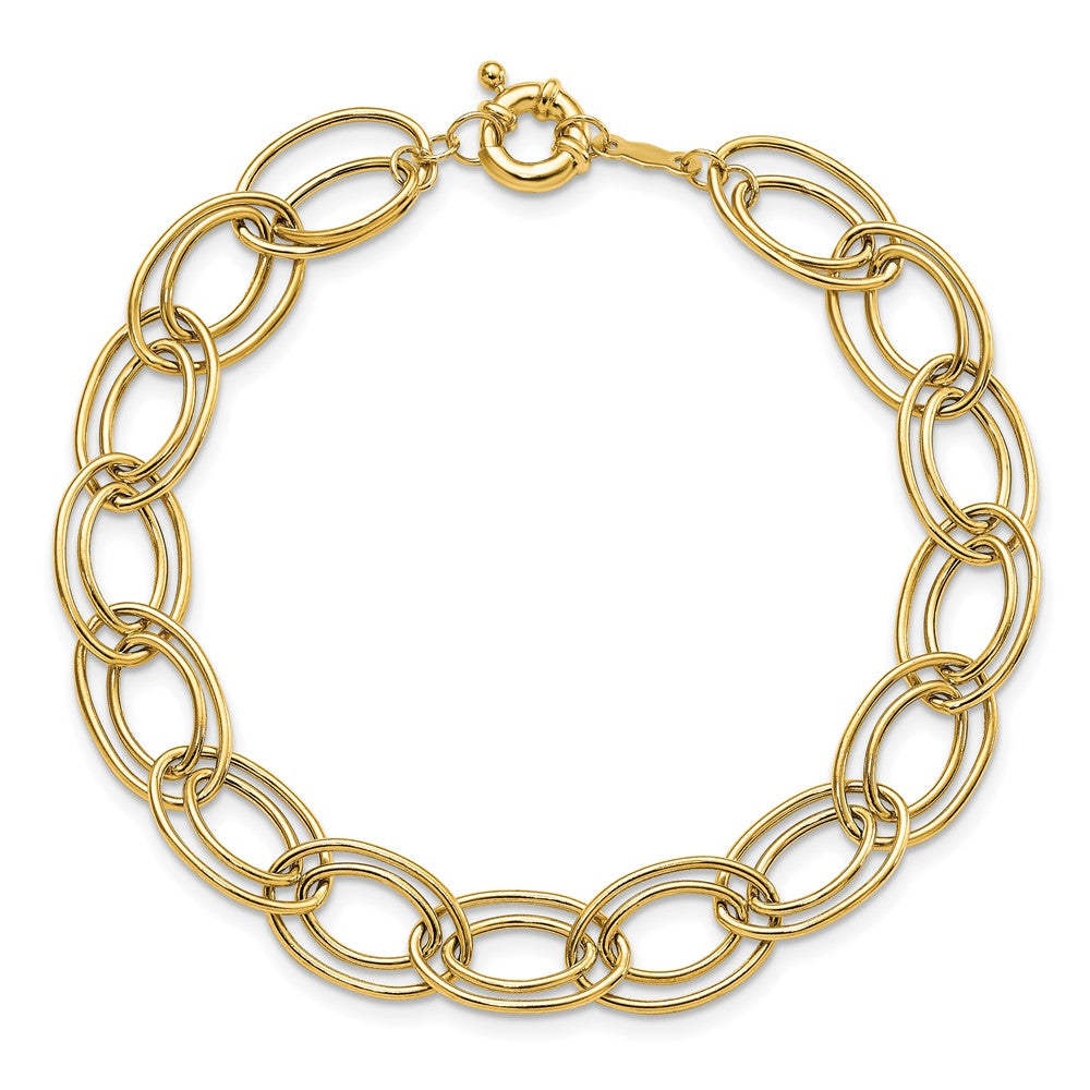 7.5 Inch 14K Fancy Oval Link Bracelet