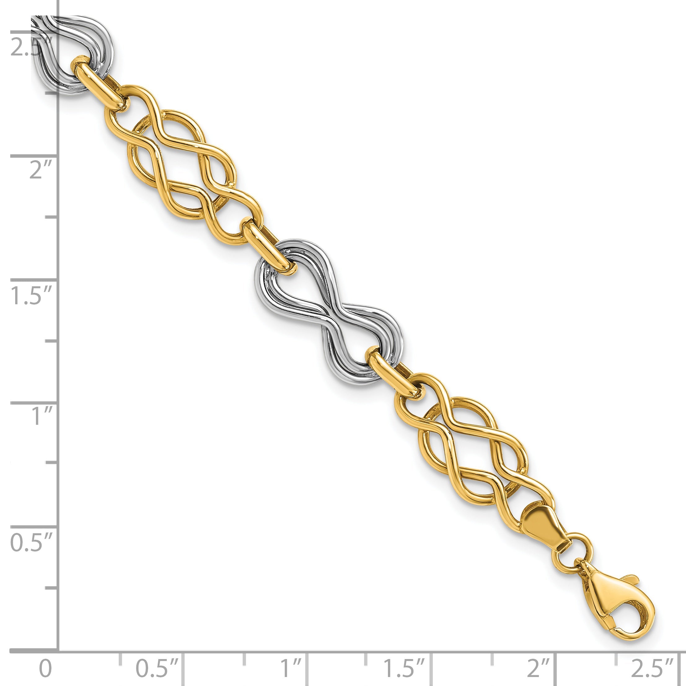 7.25 Inch 14K Two-Tone Infinity Hollow Bracelet