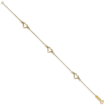 7.25 Inch 14K Fancy Heart Bracelet