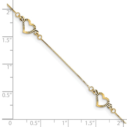 7.25 Inch 14K Fancy Heart Bracelet