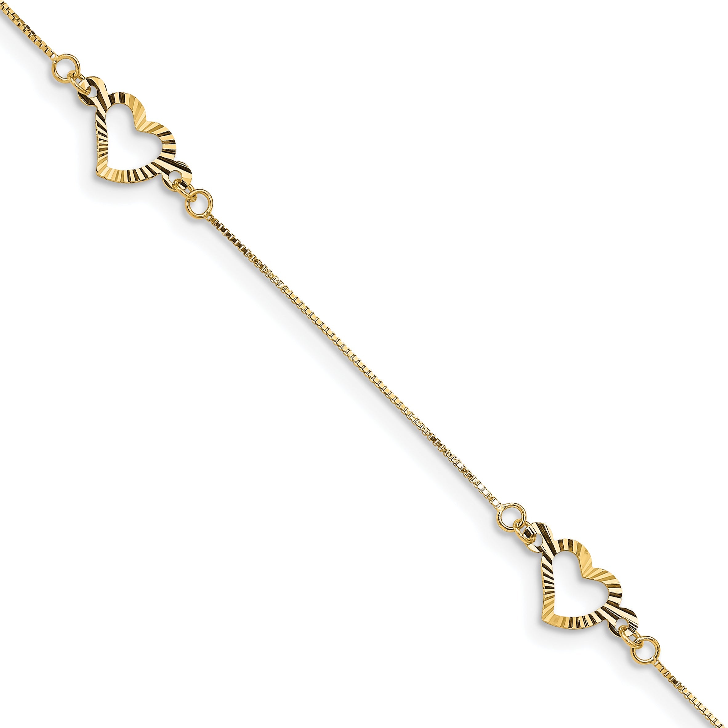 7.25 Inch 14K Fancy Heart Bracelet