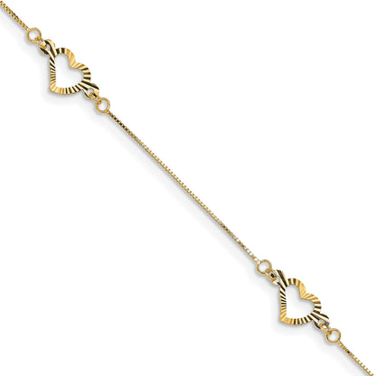7.25 Inch 14K Fancy Heart Bracelet