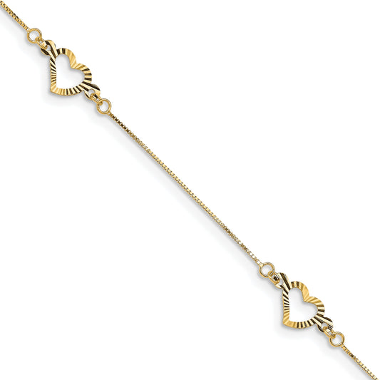 7.25 Inch 14K Fancy Heart Bracelet