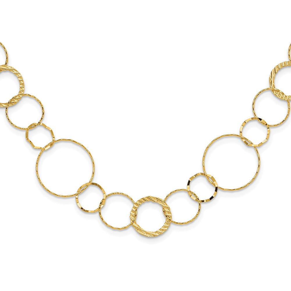 24 Inch 14K Yellow Combo Circle Chain Necklace