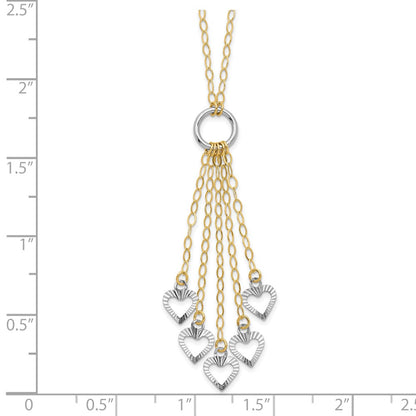 14K Two-Tone Adjustable Heart Drop Necklace
