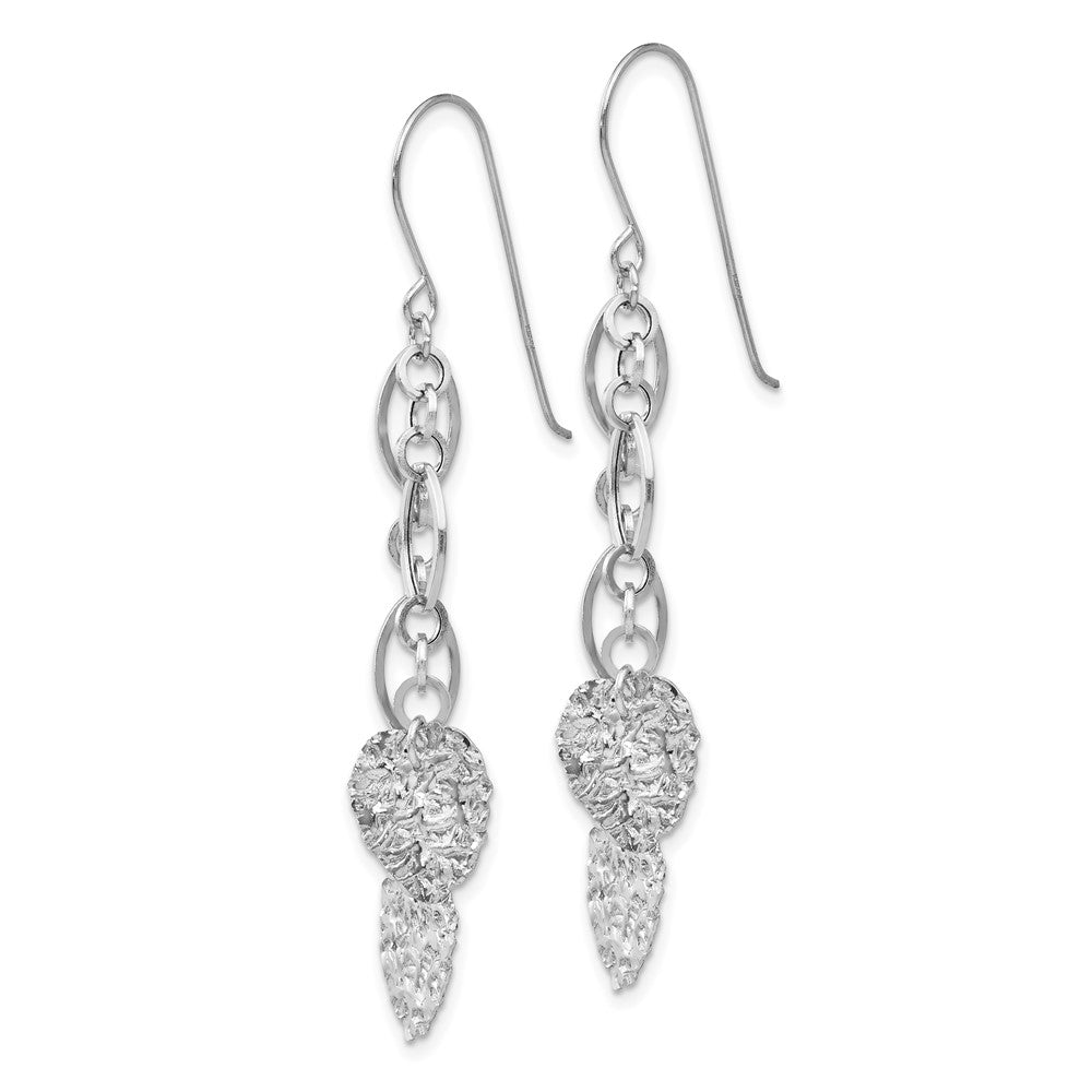 14K White Gold Wg Dangle Heart Earrings