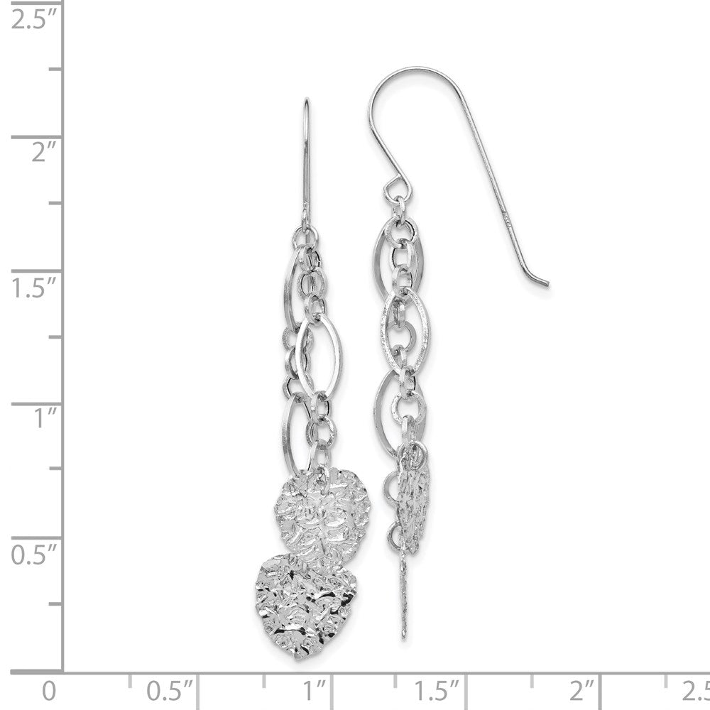 14K White Gold Wg Dangle Heart Earrings