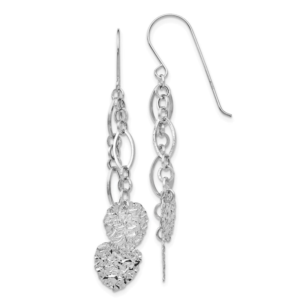14K White Gold Wg Dangle Heart Earrings