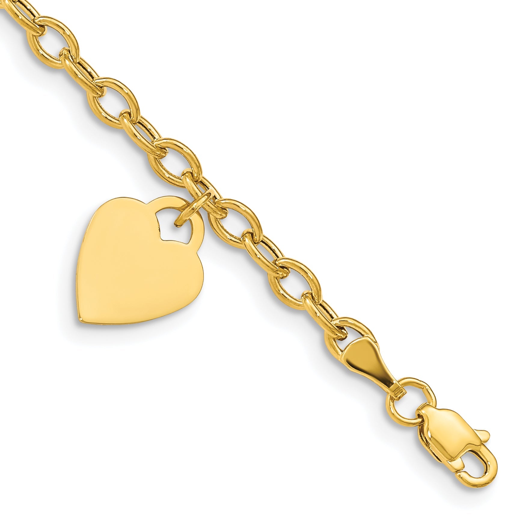 7.5 Inch 14K Dangle Heart Bracelet