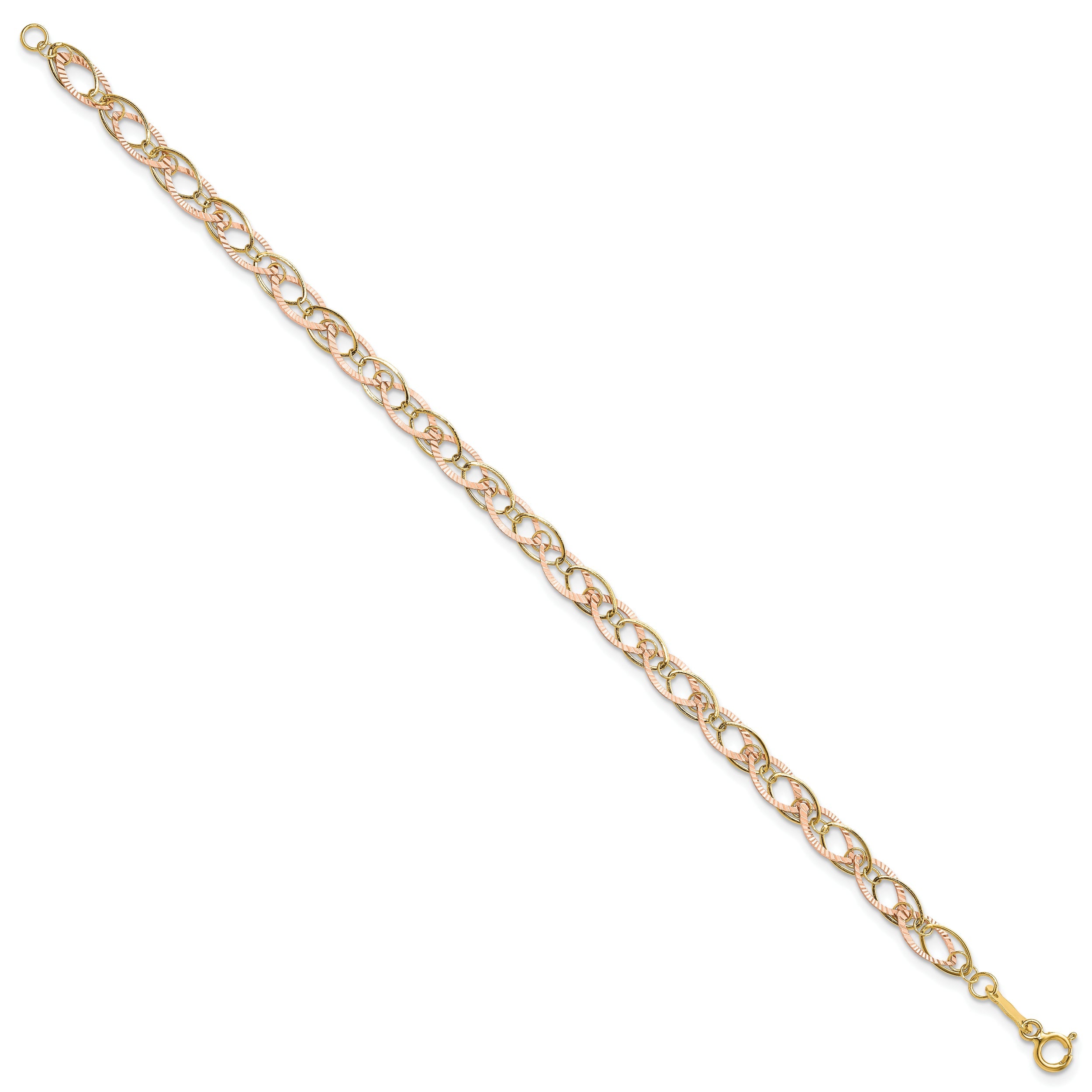 7.25 Inch 14K Two-Tone Oval Link Bracelet