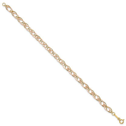 7.25 Inch 14K Two-Tone Oval Link Bracelet