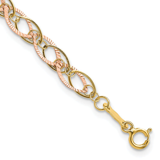 7.25 Inch 14K Two-Tone Oval Link Bracelet