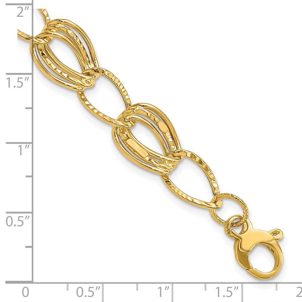 7.5 Inch 14K Polished And Textured Hollow W/1 In Ext. Bracelet